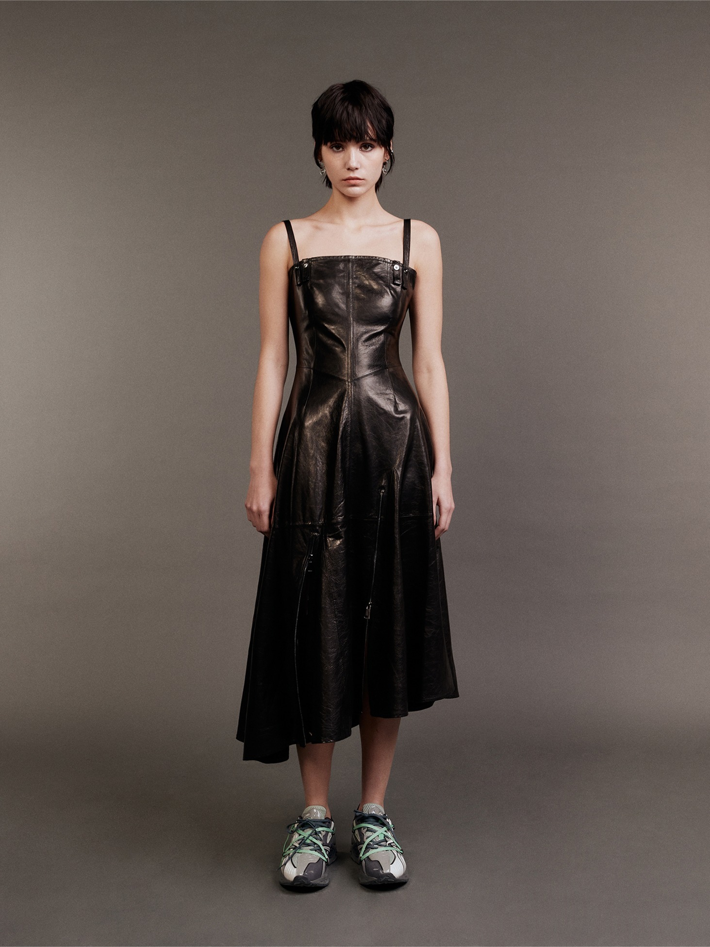 Leather Zip Dress / Black