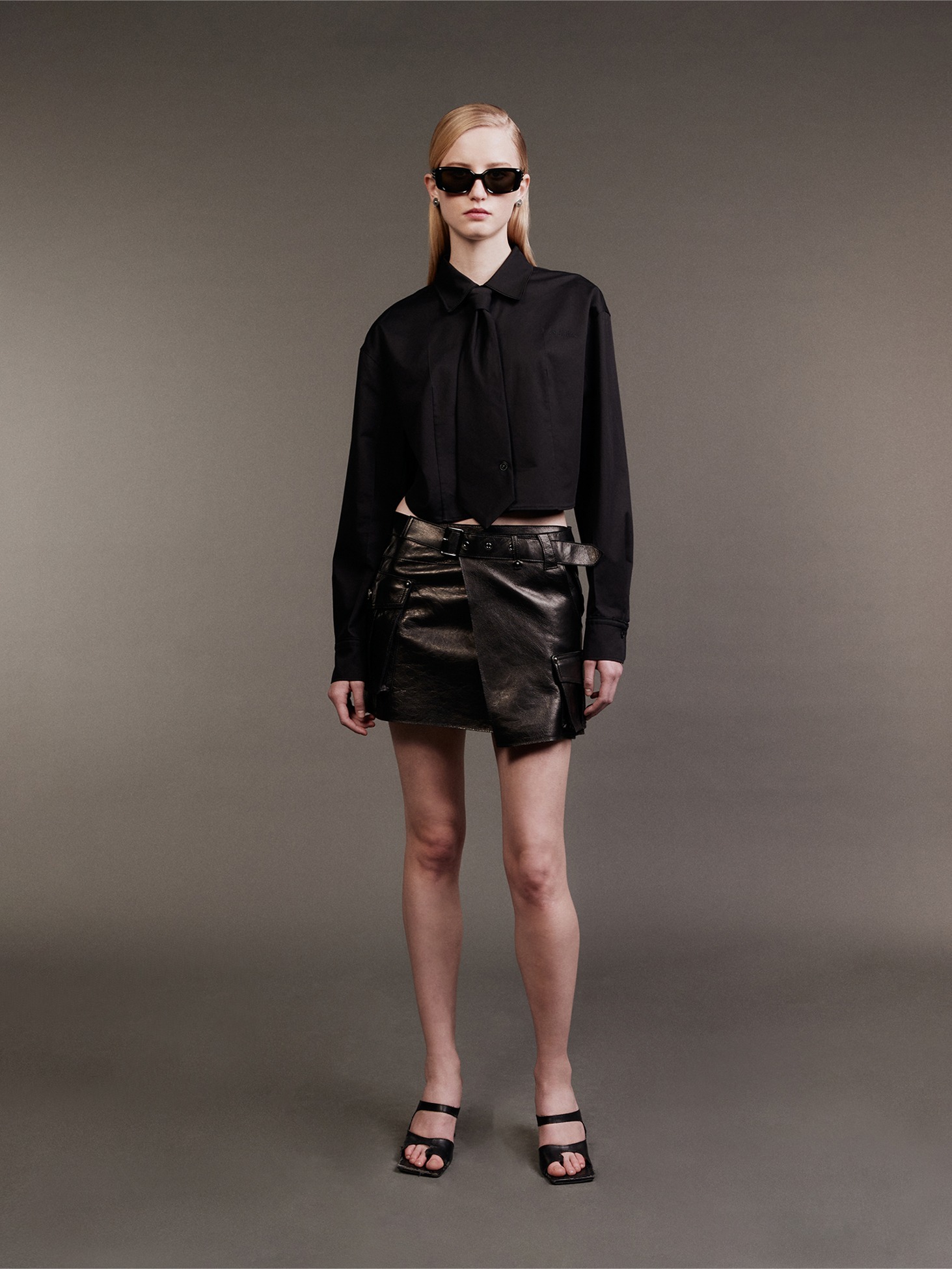 Leather Cargo Skirt / Black