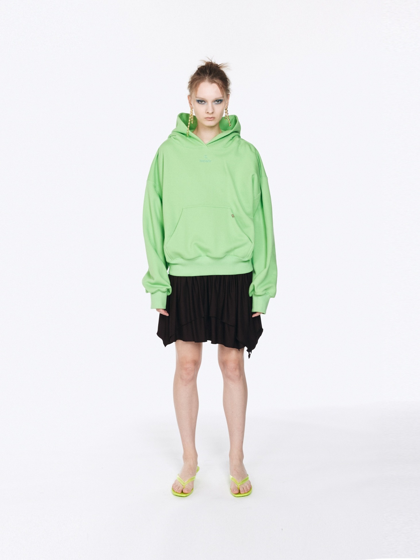 Oversized Embroidery Hoodie / Green