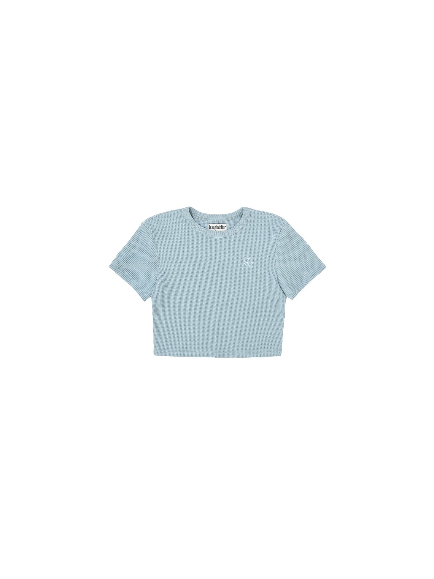 Waffle Cropped T-Shirt / Sky Blue