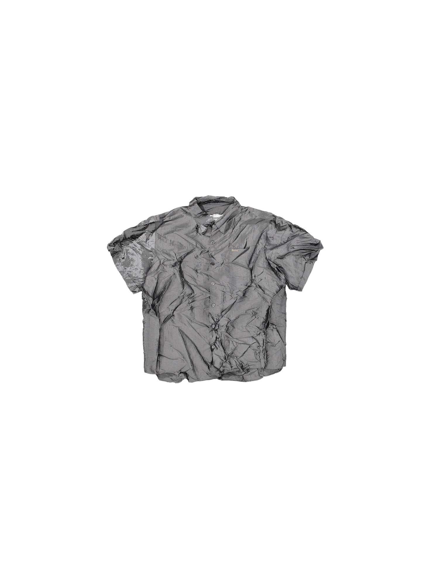 Crinkle Short-Sleeved Shirt / Grey