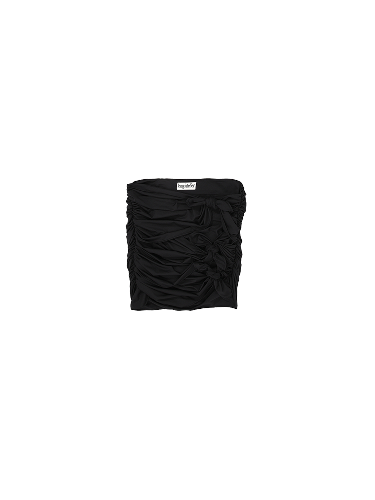 Knotted Shirring Mini Skirt / Black