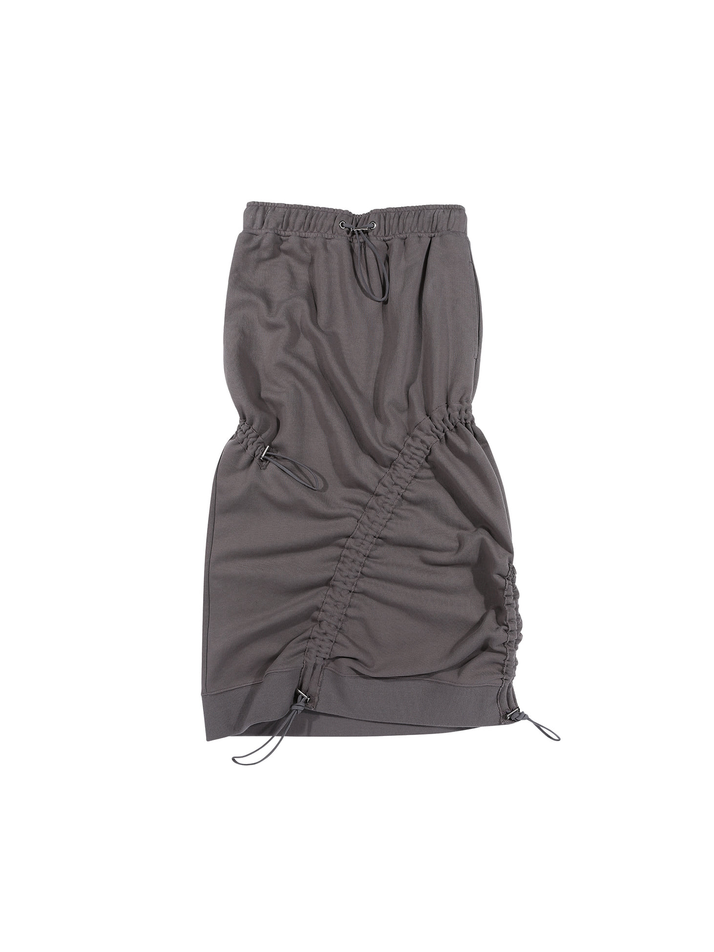 Adjustable shirring midi skirt / Dark grey