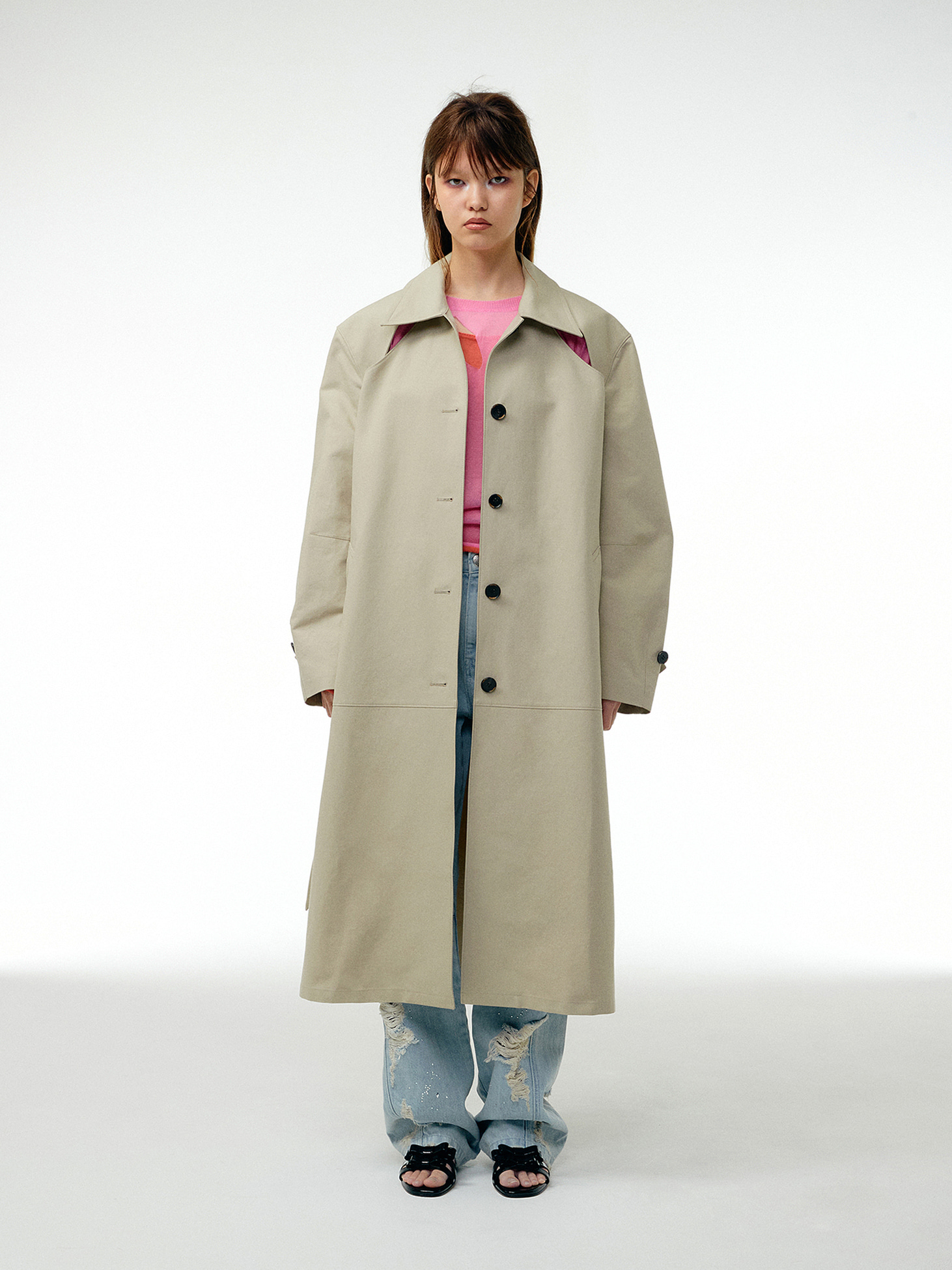 Cut-out trench coat / Beige