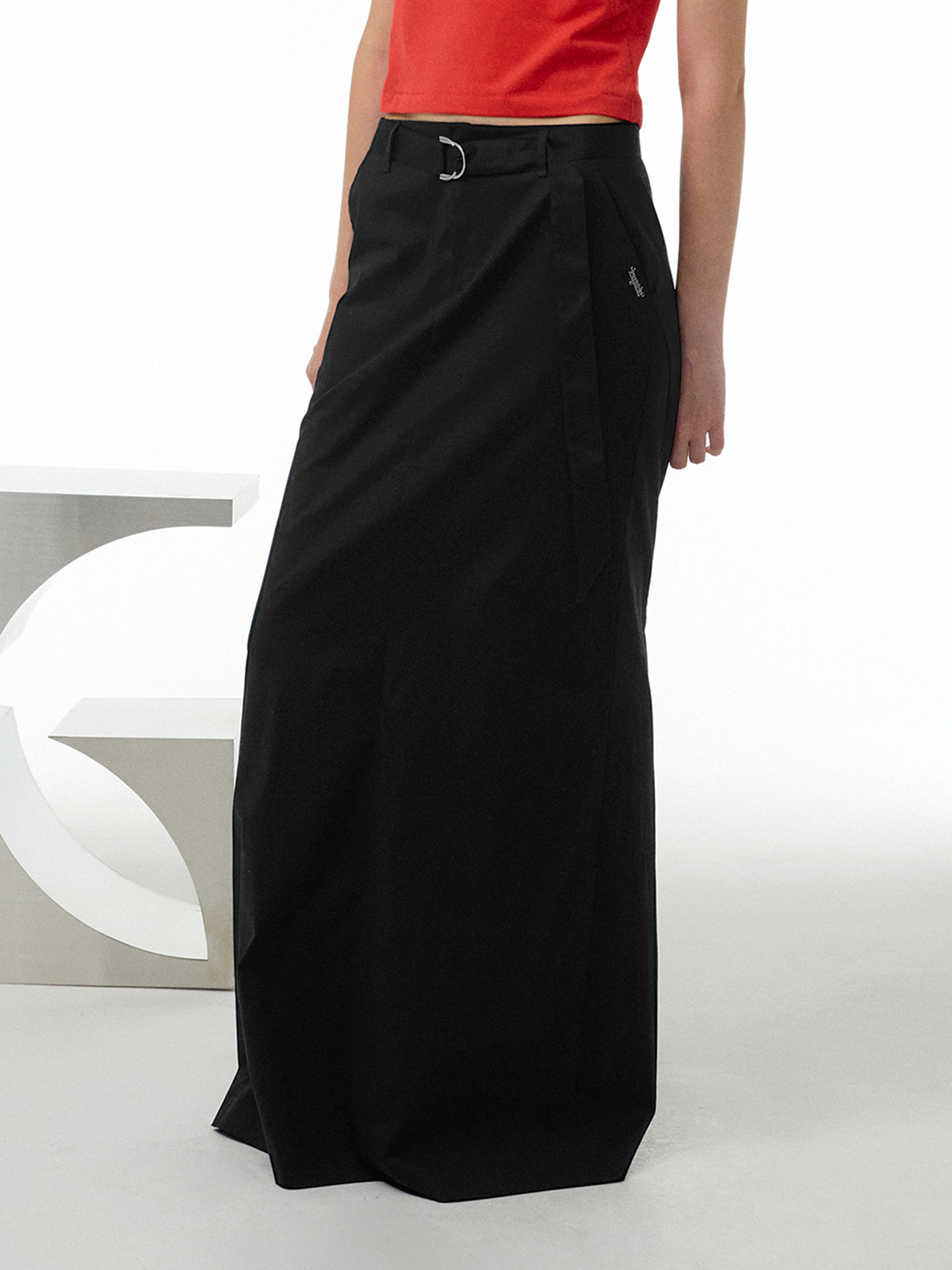 Belted maxi skirt / Black