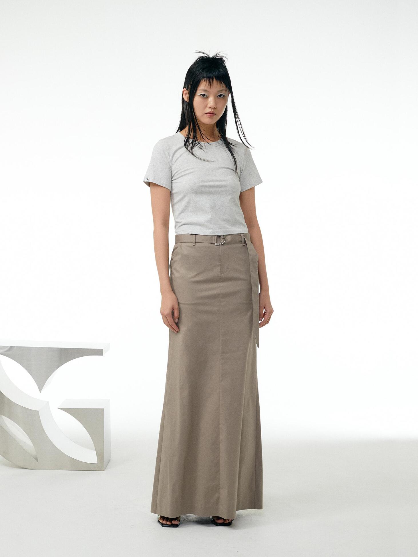 Belted maxi skirt / Beige