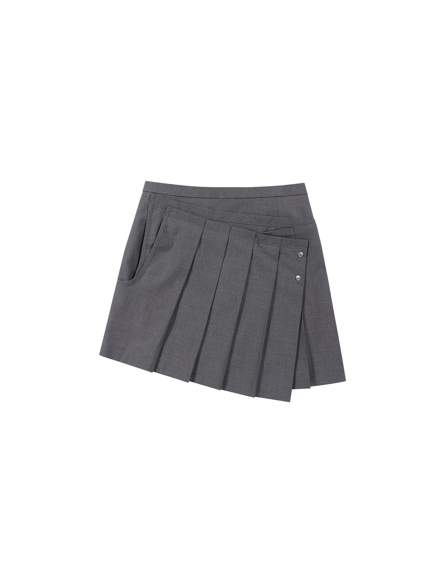 Fold-detail pleats mini skirt / Grey