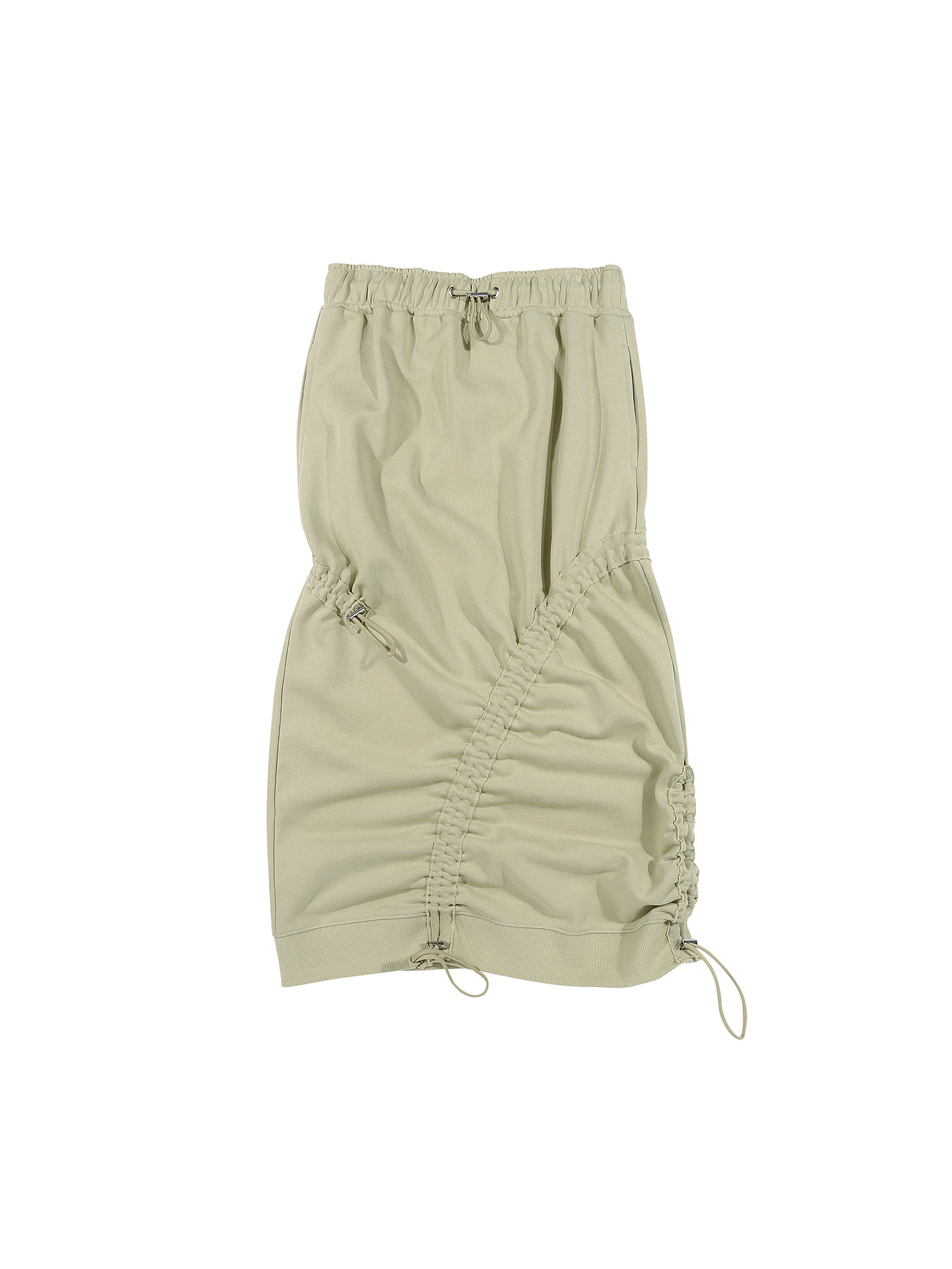 Adjustable shirring midi skirt / Khaki