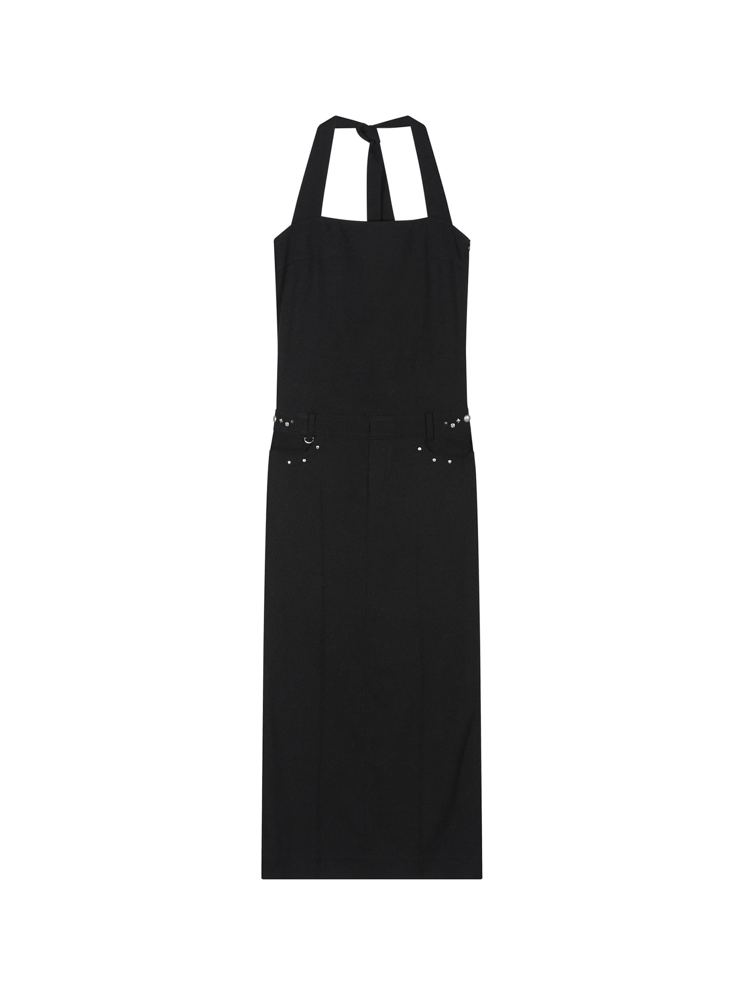 Hotfix embellished halterneck maxi dress / Black