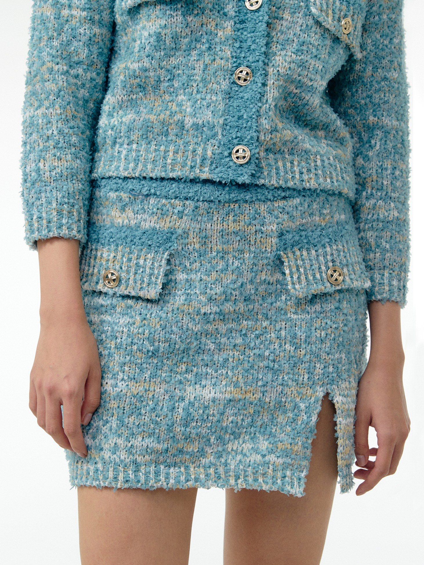 Tweed mini skirt / Blue